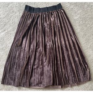 Velvet Pleated Midi Skirt
